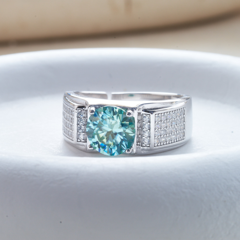 Moissanite Engagement Ring 1 Carat - 1 karat doğal mavi renk moissanite