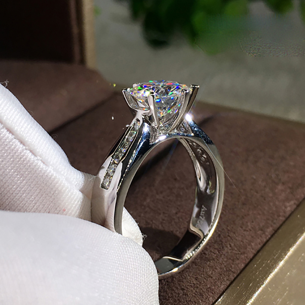 Moissanite Engagement Ring 1 Carat - Özel Tasarım 14 Ayar Au585 Beyaz