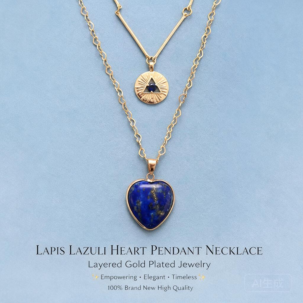 Layered Pendant Necklace Aesthetic - Katmanlı Kolyeler, Doğal Taşlı Kalp Şeklinde