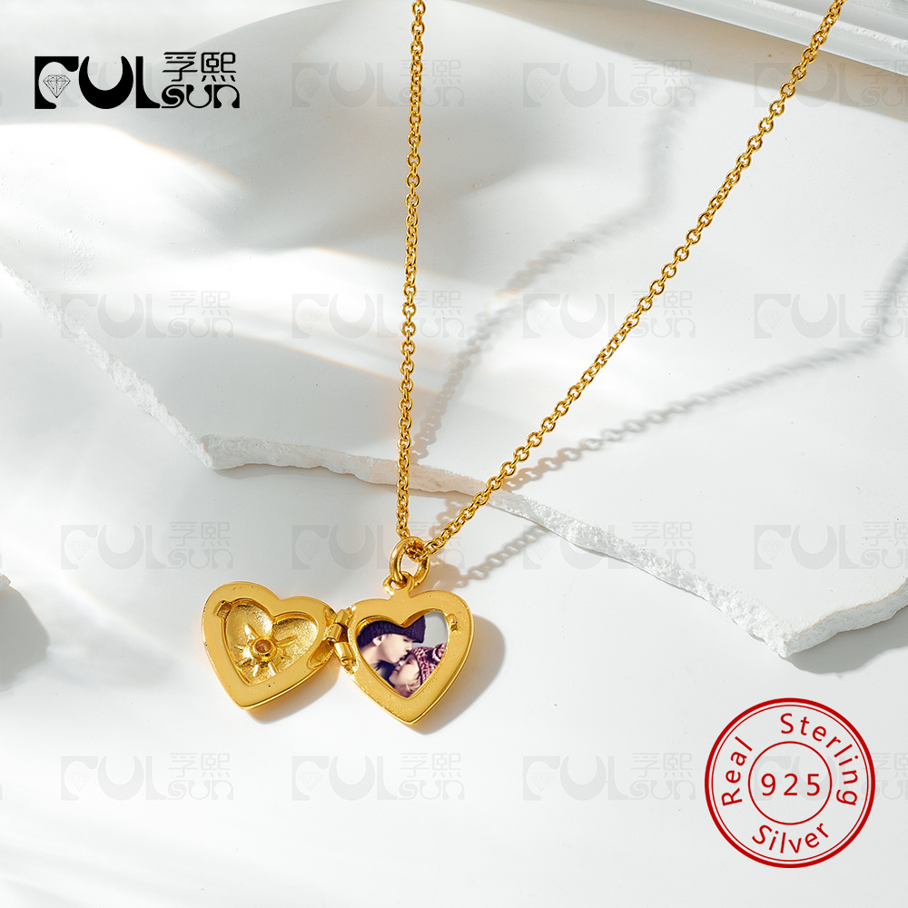 925 Ayar Gümüş, 14 Ayar Altın  - Heart Locket Necklace Photo incelemesi ve fiyatı