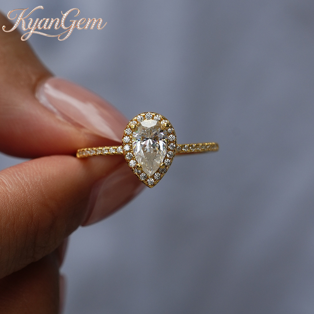 KyanGem Gerçek 18 K Altın Moza - Moissanite Engagement Ring 1 Carat incelemesi ve fiyatı