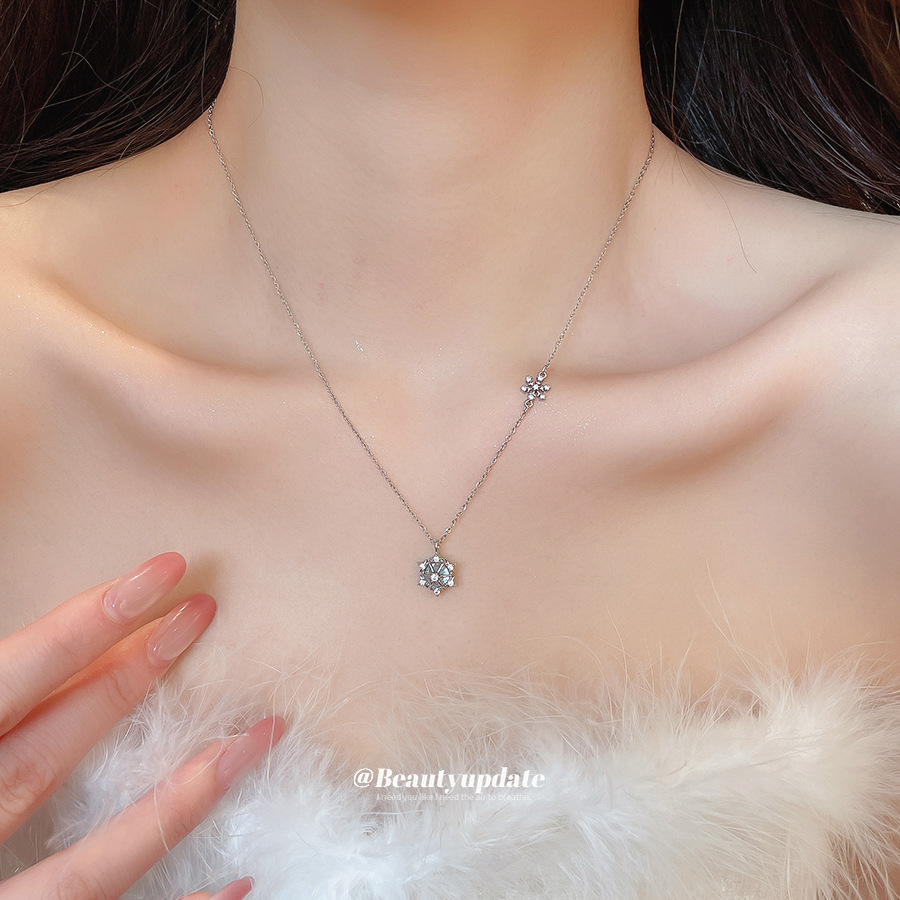 Işıltılı Buz Kristali Kar Tane - Layered Pendant Necklace Aesthetic incelemesi ve fiyatı